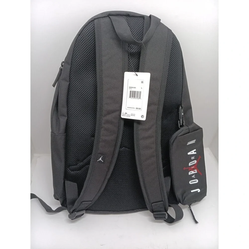 Nike Air Jordan Backpack Black/Red White Logo with Bottle Bag Brand New W/ Tags